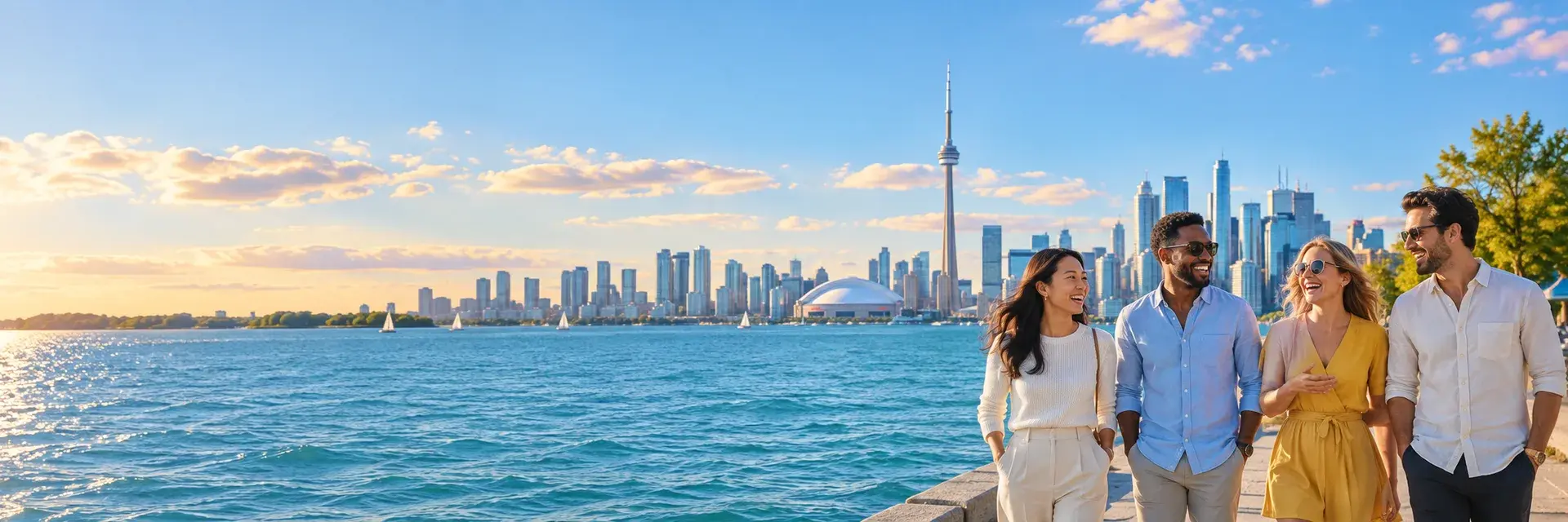Illustrative scene of colleagues enjoying Toronto’s colourful waterfront